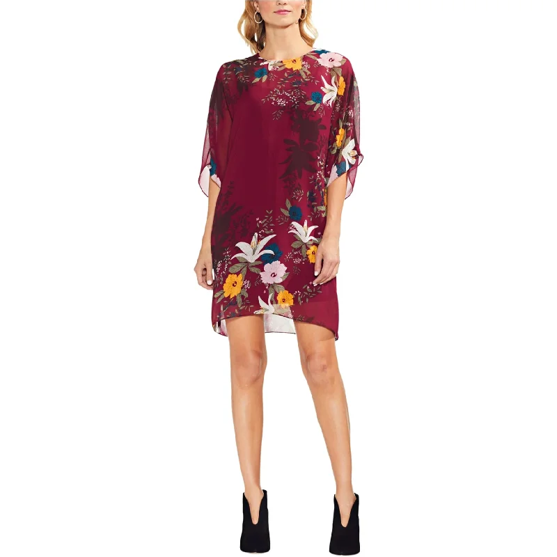High-end Design Vince Camuto Womens Chiffon Shift Dress, Red, XX-Small