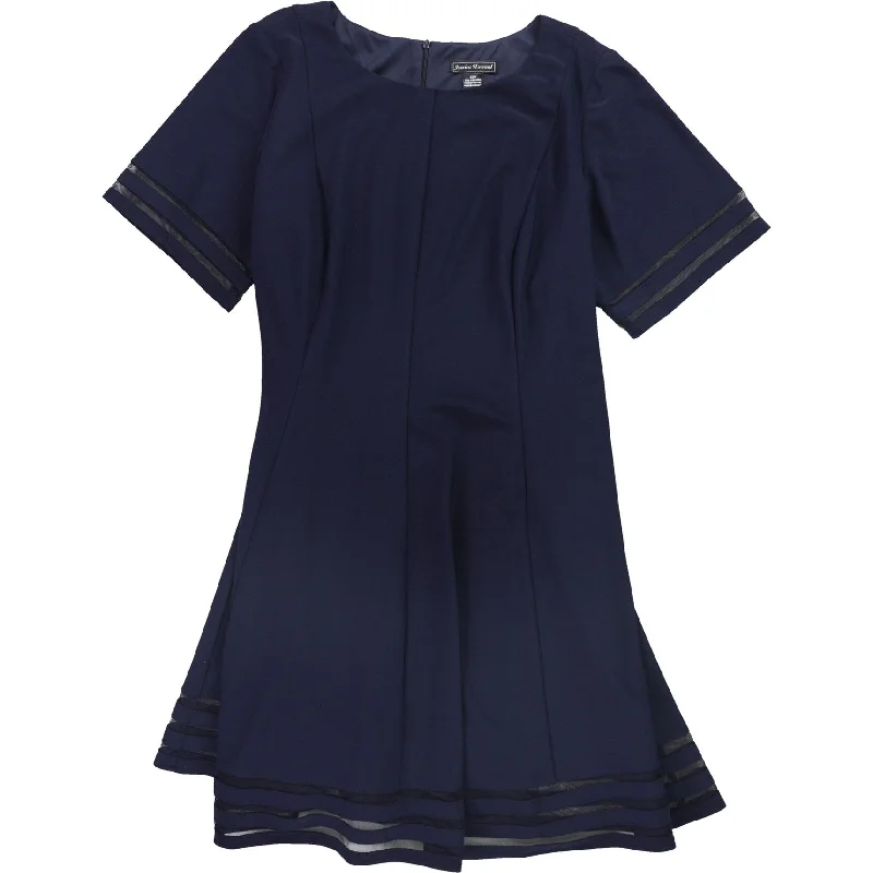 High Street Series Jessica Howard Womens Illusion A-line Fit & Flare Dress, Blue, 22W