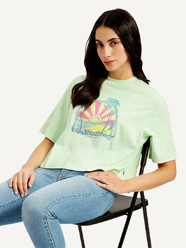 Simple Solid Color Women's Graphic Print Relaxed Fit T-shirts