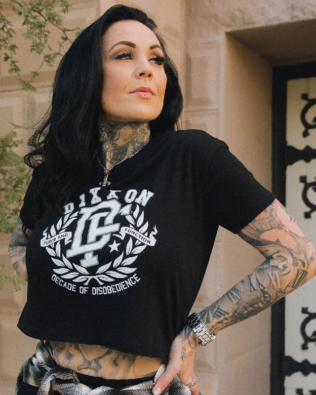 British Style Women's Decade of Disobedience Crop Top - Black