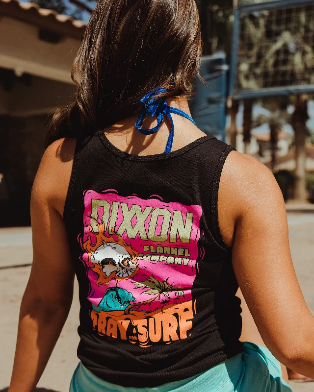Fresh And Natural Women's Pray For Surf Fitted Tank - Black