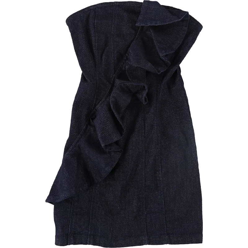 Smart Casuals GUESS Womens Ruffle Strapless Dress, Blue, X-Small
