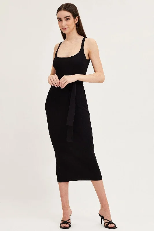 Versatile Items Black Knit Dress Evening Bodycon
