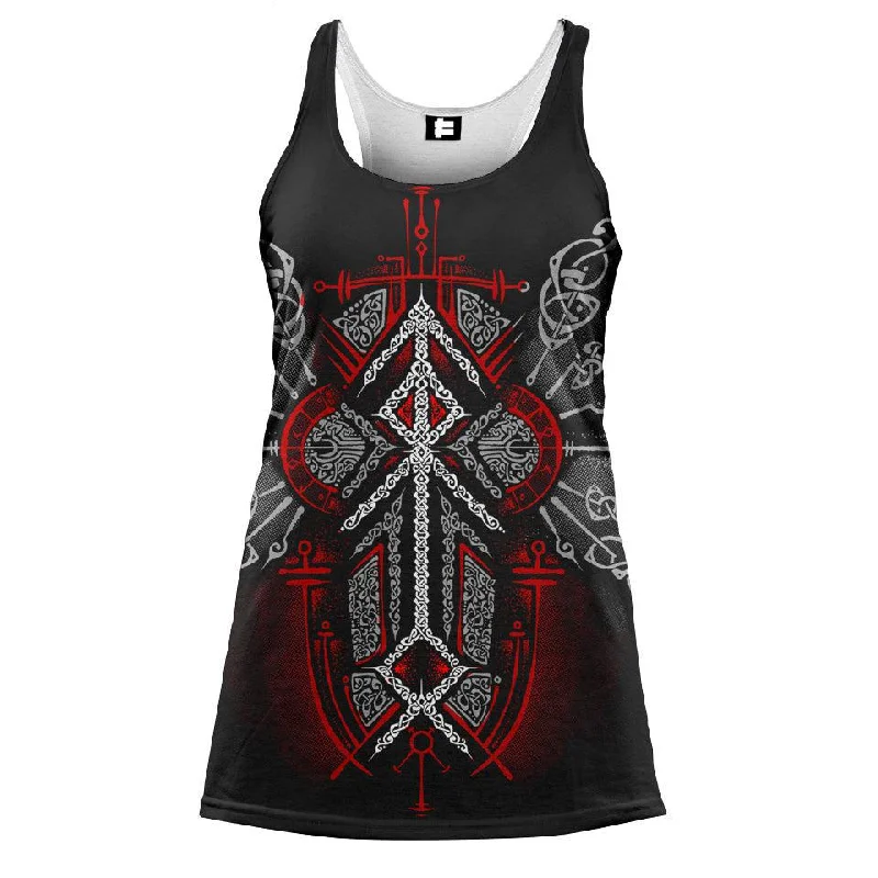 Fashion Style Runes of Loki Women's Tank - Red Edition