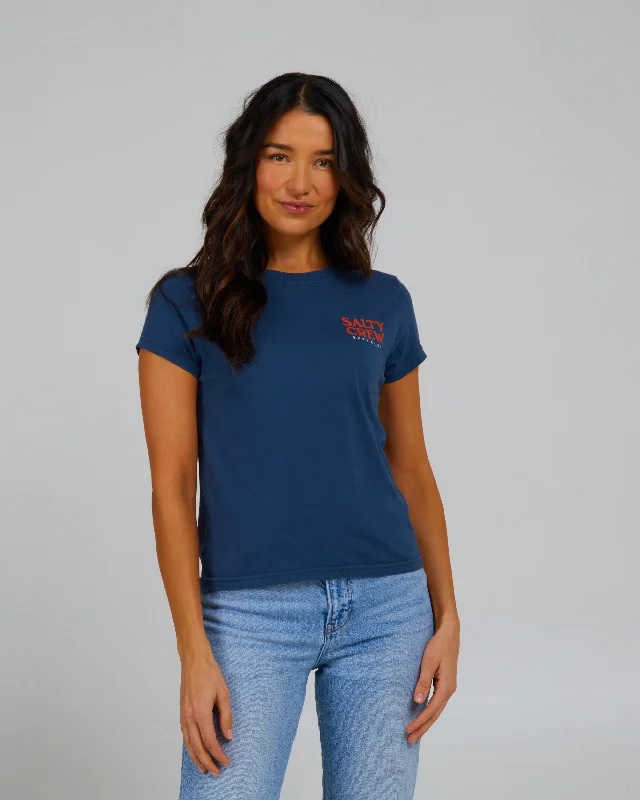 Moisture wicking Surf Check Modern Tee - Denim