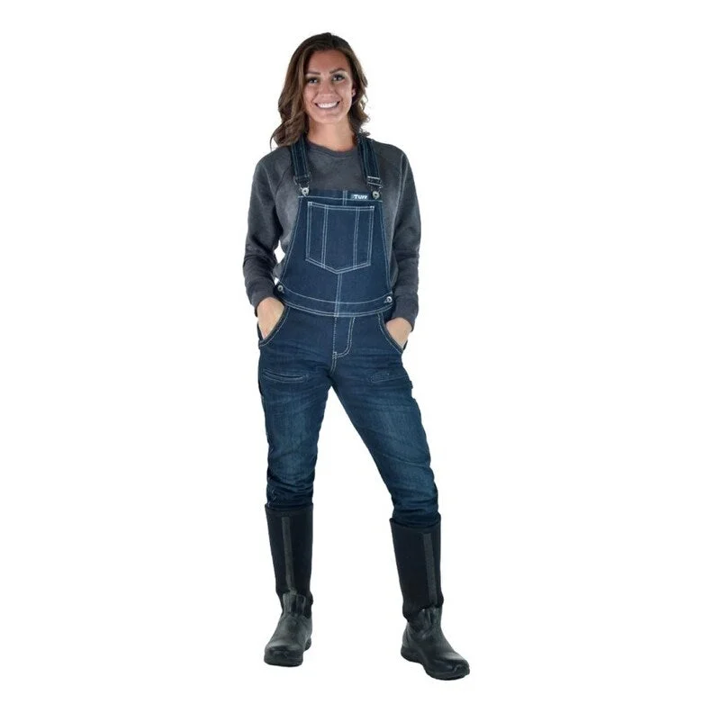 Trends Cowgirl Tuff Western Overalls Womens Tuck Bib Dark Wash JTWBOG