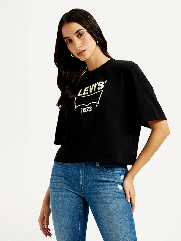 Classic Style Women's Brand Logo Relaxed Fit T-shirt