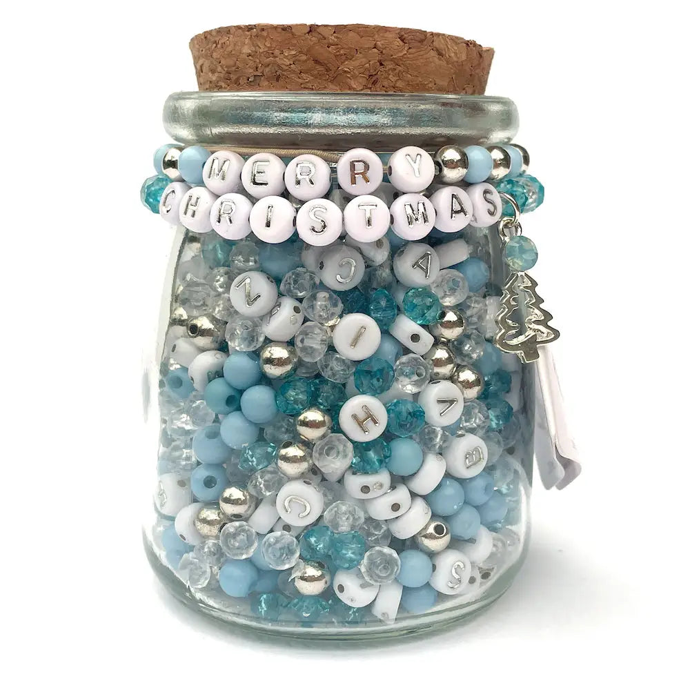 Quality Tailoring Frosty Christmas Bead Jar