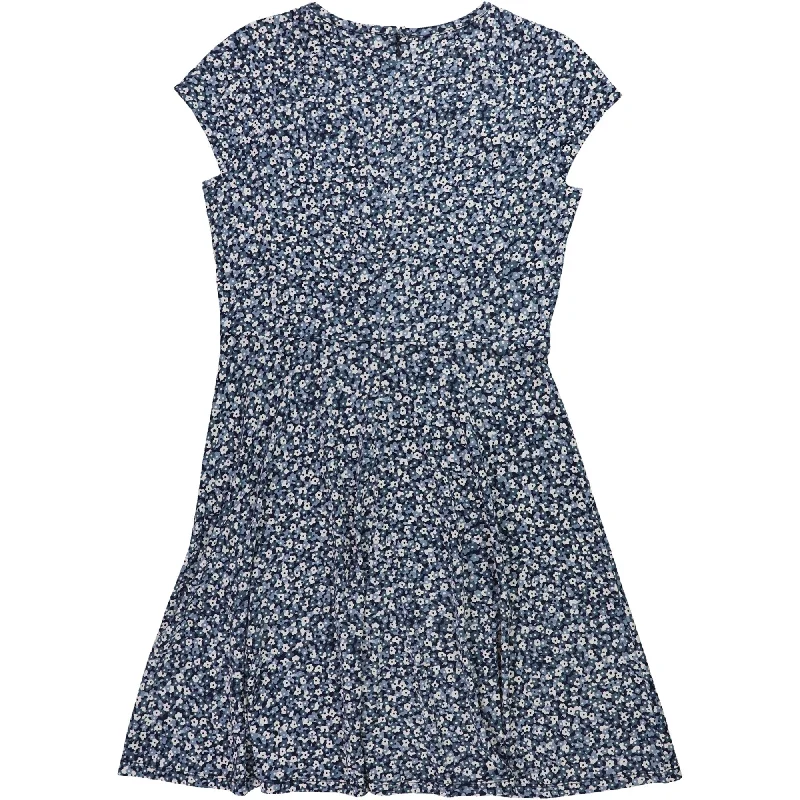 Romantic Temperament Michael Kors Womens Floral Cut-Out A-line Dress, Blue, Medium