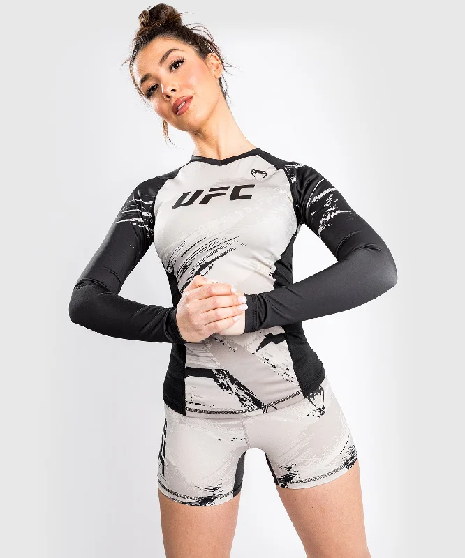End Of The Year UFC Venum Authentic Fight Week 2.0 Women’s Performance Long Sleeve Rash Guard - Sand/Black