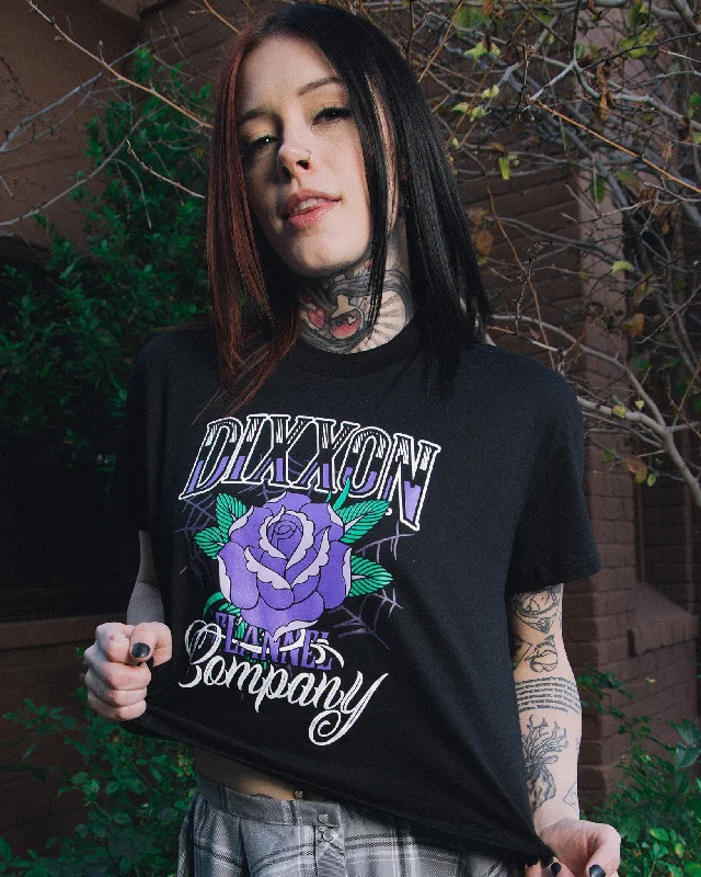 Slim Fit Women's Rose Crop Top - Black