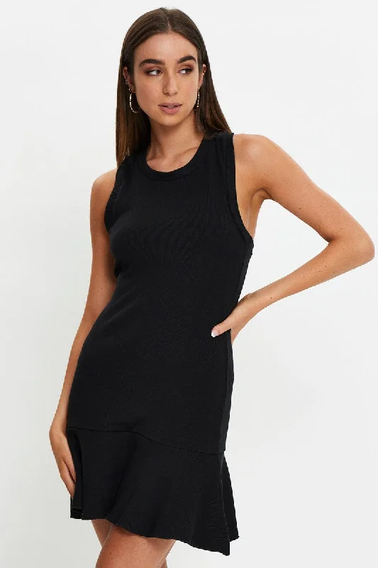 Classic Retro Black Drop Waist Dress