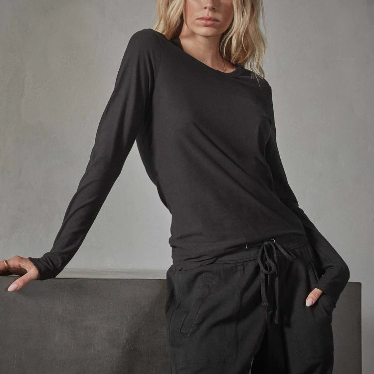 Street Show-off Style James Perse - Black Sheer Slub Crew Tee