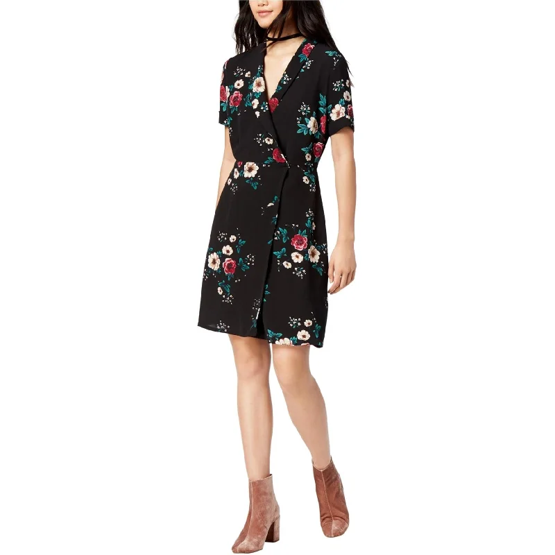 Fashionable Inner Wear Glam Womens Wild Rose Wrap Dress, Black, X-Small
