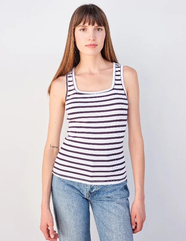Hip-hop Style Sundry Striped Bodycon Tank in White