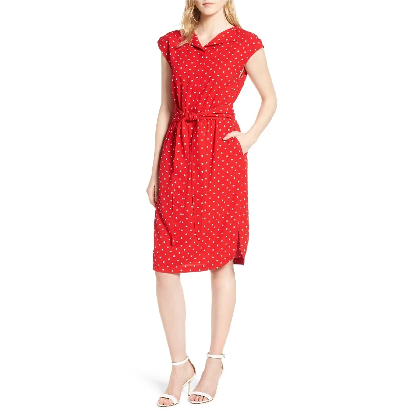 Playful Style Anne Klein Womens Polka dot Shirt Dress, Red, X-Large