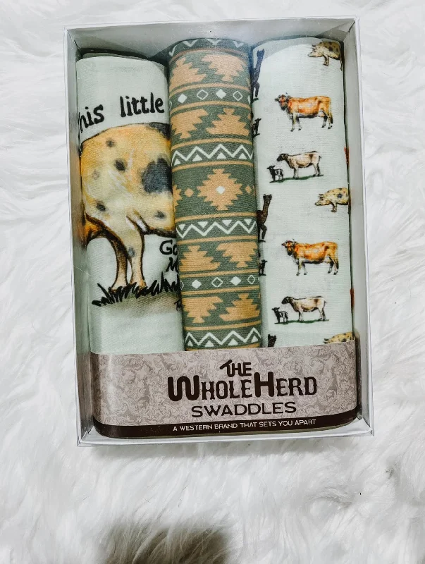 Cozy Fit 3 Pack Swaddle Blankets - Barnyard