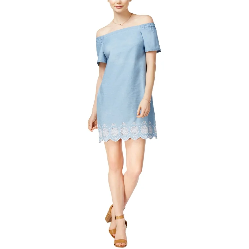 Retro Woolen Jacket maison Jules Womens Embroidered Shift Dress, Blue, Small