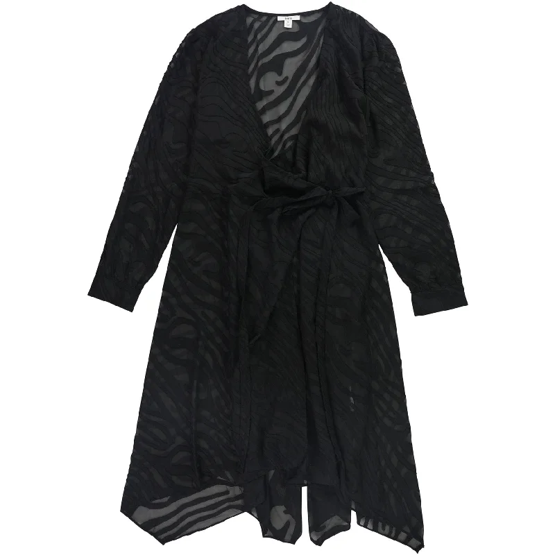 High-end Sense bar III Womens Burnout Wrap Dress, Black, X-Large
