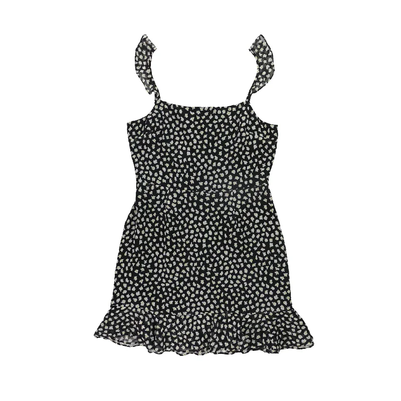 Chic Lounge bar III Womens Floral Flounce Mini Dress, Black, Medium