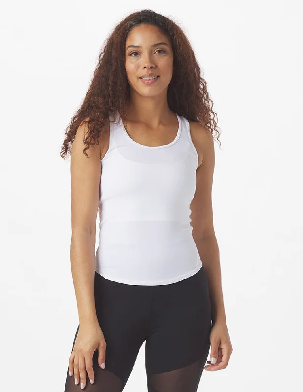 Round neck design Precision Tank: White