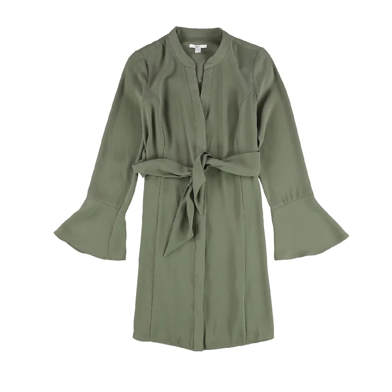 Unique Design bar III Womens Long-Sleeve Tie-Front Wrap Dress, Green, X-Small