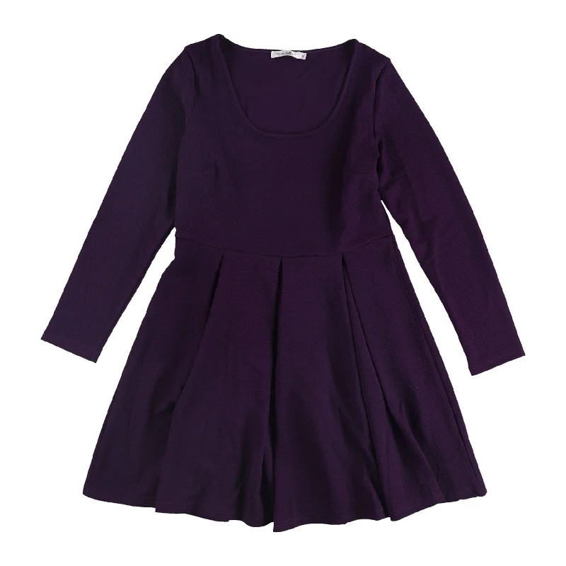 Retro Fashion White Mark Womens Pleated Fit & Flare Dress, Purple, X-Large
