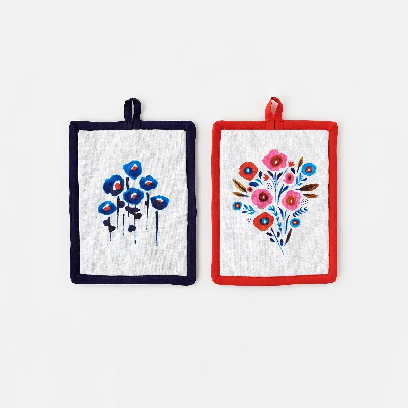 Effortless Style Inky Poppies Hot Pad