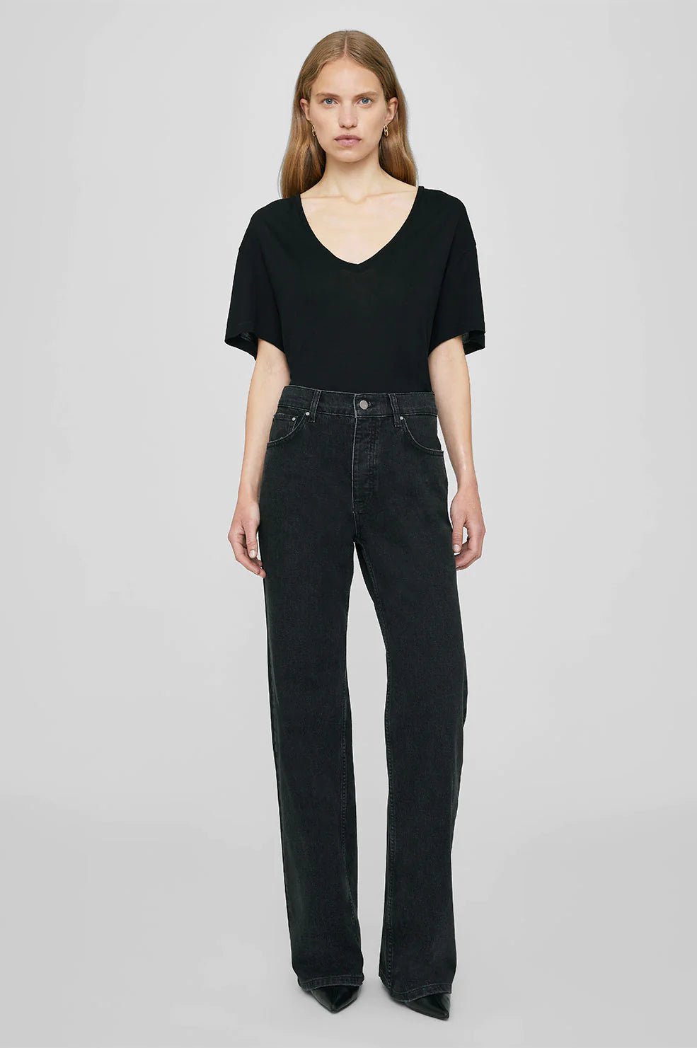 Sports Tights Anine Bing - Vale Tee in Black Cashmere Blend