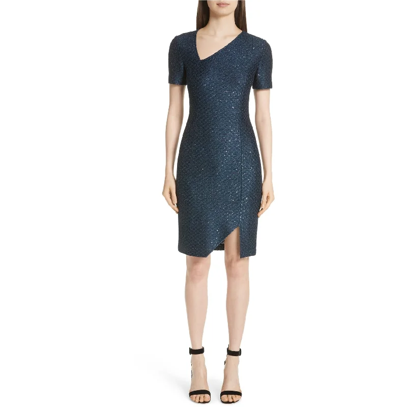 Retro Literary Style St. John Womens Shimmer Asymmetrical Dress