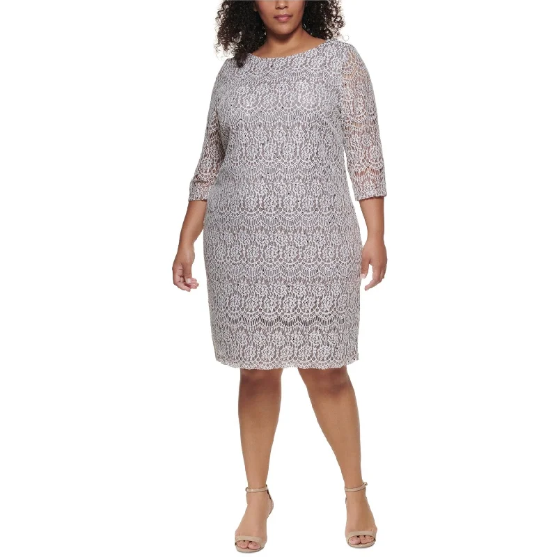 High-end Wear Jessica Howard Womens Lace Shift Dress, Beige, 18W