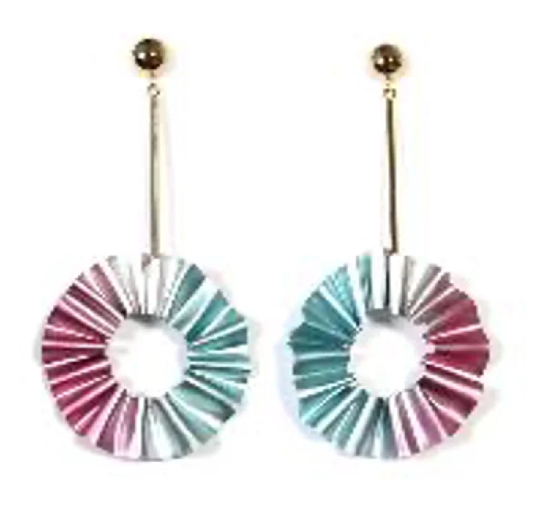Fashionable Ease CABO | Earrings | Mermaid's Tail Collection | Stick Circle Earrings - Pink / Silver / Light Blue