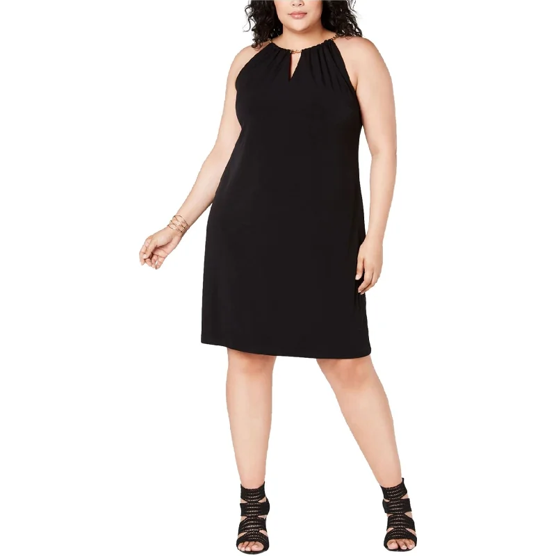 Bottom And Versatile I-N-C Womens Halter Chain Sheath Dress, Black, 0X