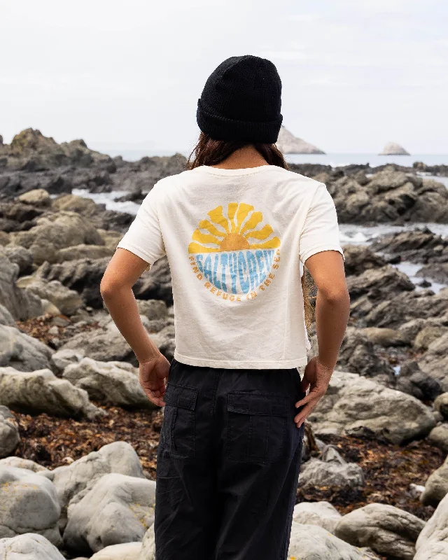 Energetic Sun Days Crop Tee - Off White