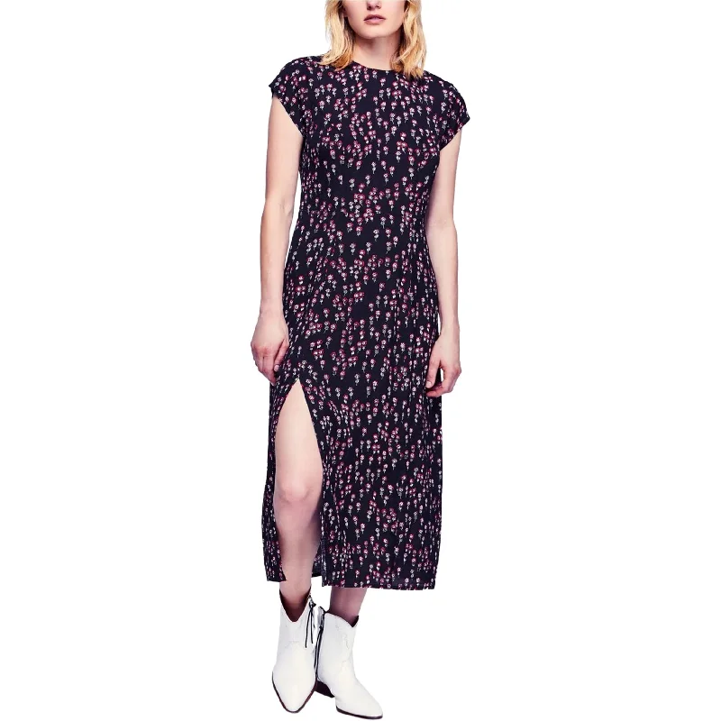 Hip-hop Style Free People Womens Corrie Floral Print Midi Dress, Black, 2