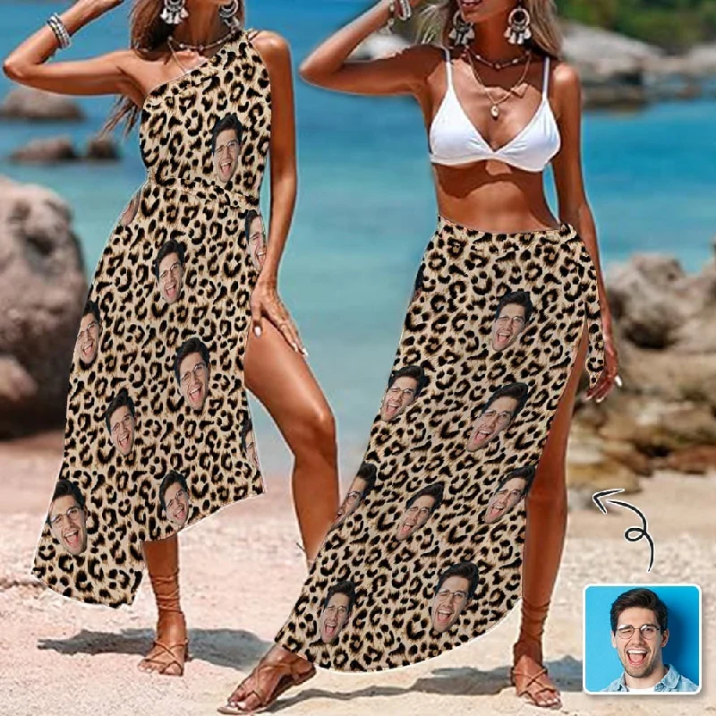 Daily Comfort Custom Face Sexy Leopard Print Women's Long Cover Up Skirt With Slit Swimsuit Beach Wrap Daily Comfort Custom Face Sexy Leopard Print Women's Long Cover Up Skirt With Slit Swimsuit Beach Wrap