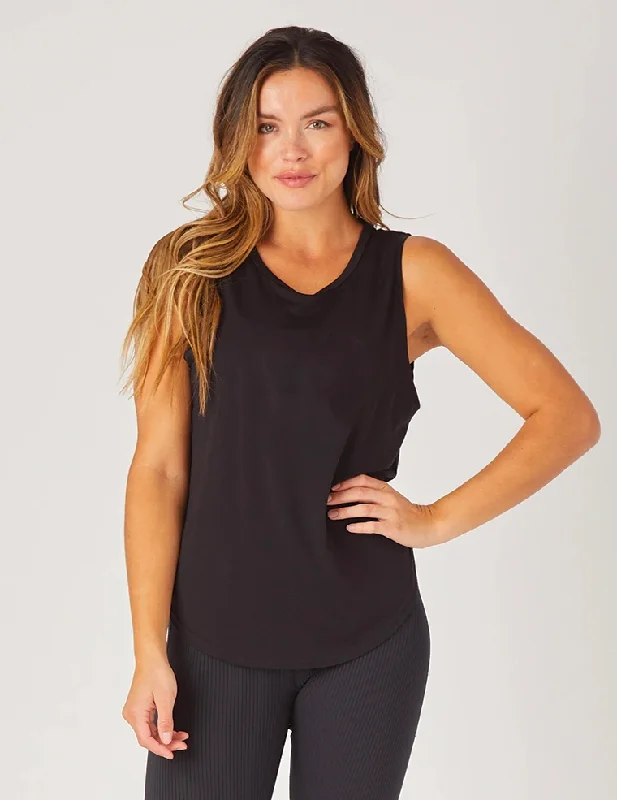 Sports Zipper Style Andrea Tank: Black