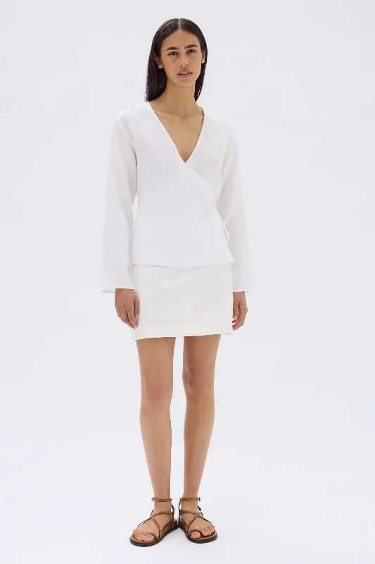 Economic Outlook Renee Linen Wrap Top
