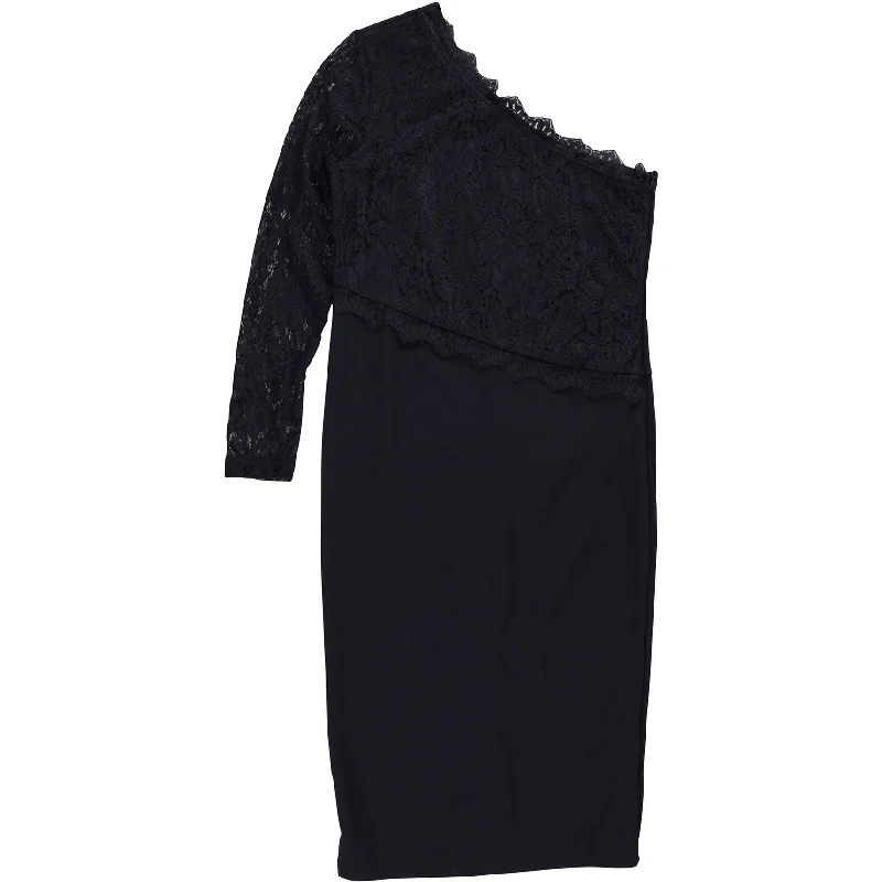 Elegant Outline AX Paris Womens Lace-Detail Asymmetrical Dress, Blue, 12