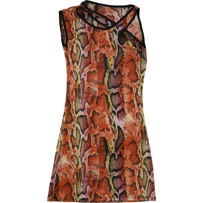 Classic Retro Tags Weekly Womens Cross Back Snak Print Bodycon Dress, Multicoloured, X-Small