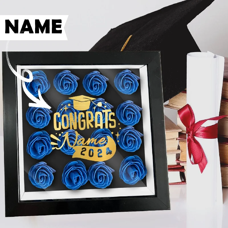 Simple Style Custom Name Golden Congrats Graduation Cover Flower Shadow Box Display Personalized Graduation Gift Decorations Simple Style Custom Name Golden Congrats Graduation Cover Flower Shadow Box Display Personalized Graduation Gift Decorations