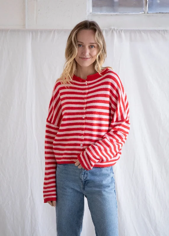 Diamond Series Piper Striped Cardigan - Pink & Red