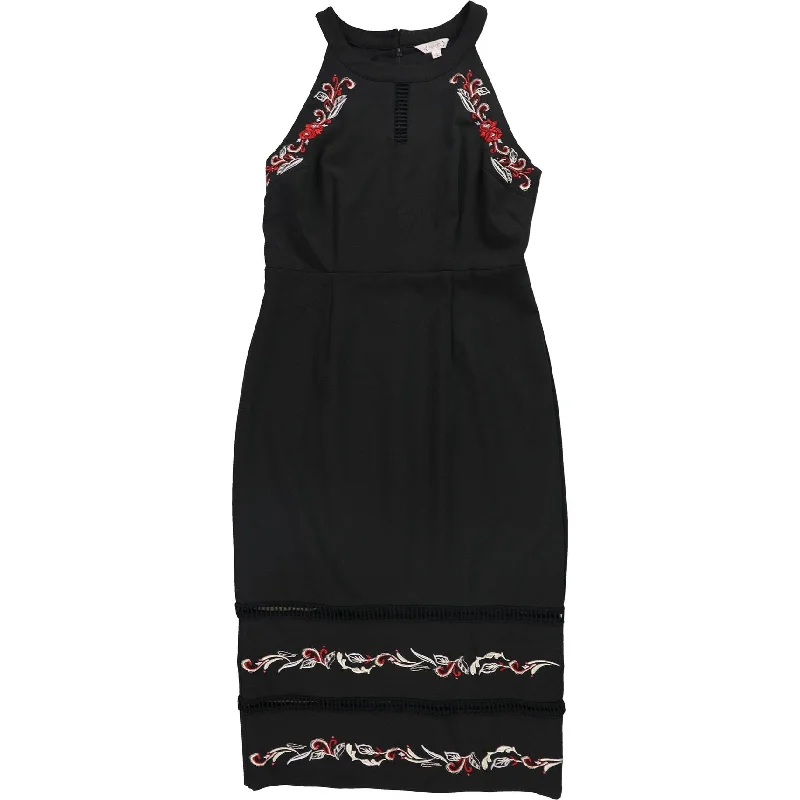 Leisure Travel Nanette Lepore Womens Embroidered Midi Dress, Black, 8