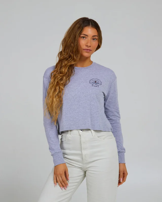 Multi-functional style Scallop L/S Crop - Athletic Heather