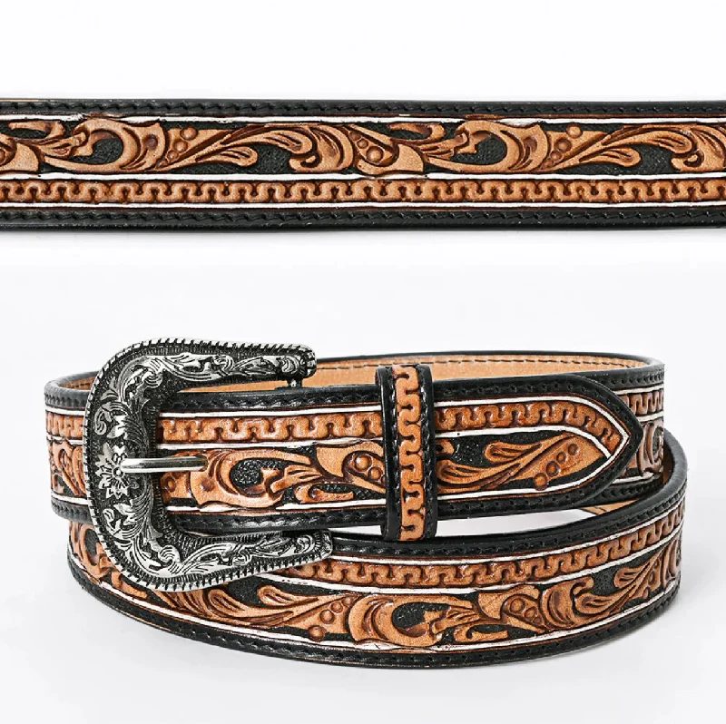 Cozy Chic Brown/Black Tooled Leather Belt