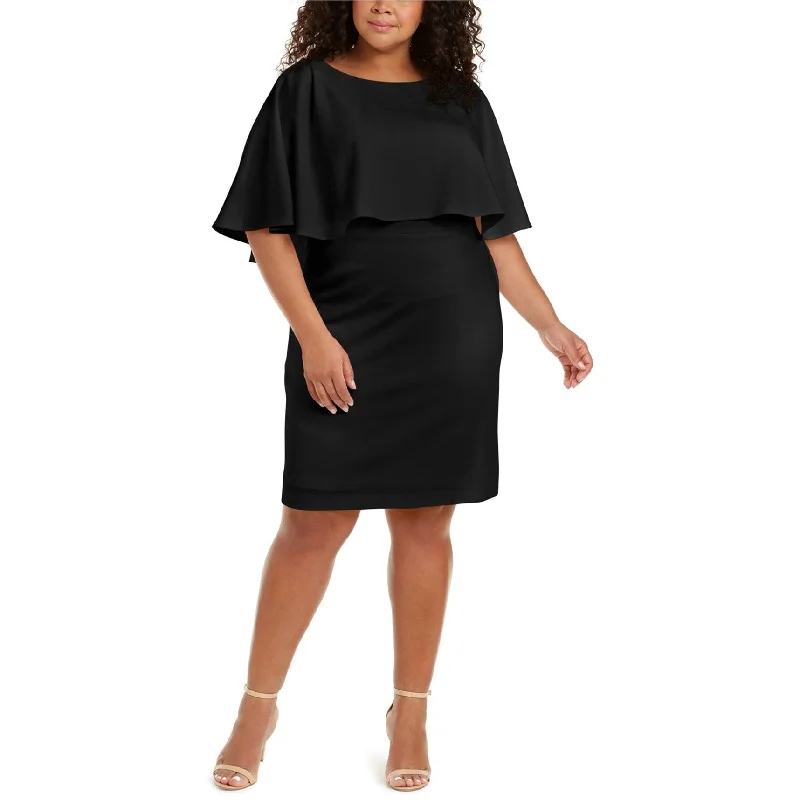 Personal Charm Calvin Klein Womens Overlay Sheath Dress, Black, 22W