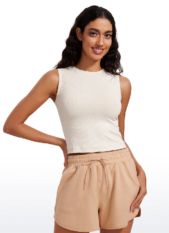 Comfortable Mind Ribbed Waist Length High Neck Tank