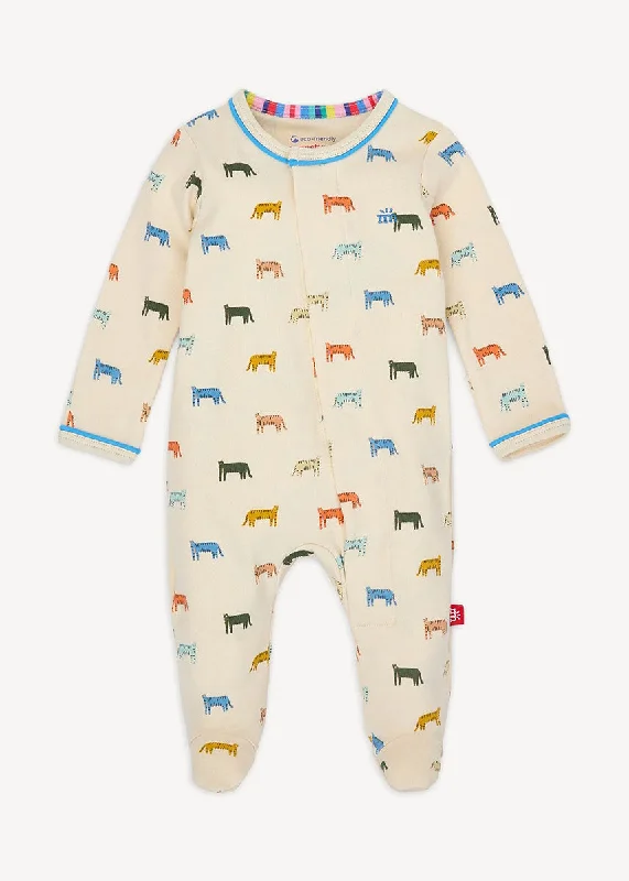 Body Design Organic Cotton Magnetic Footie - Le Tigre
