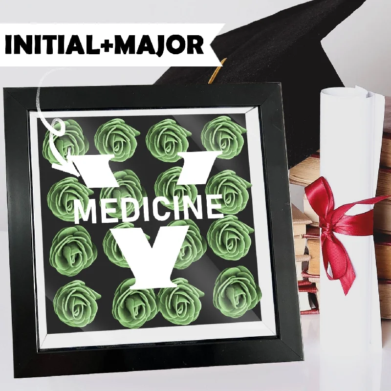 Soft Wear Custom Initial&Major Graduation Cover Flower Shadow Box Display Personalized Graduation Gift Decorations