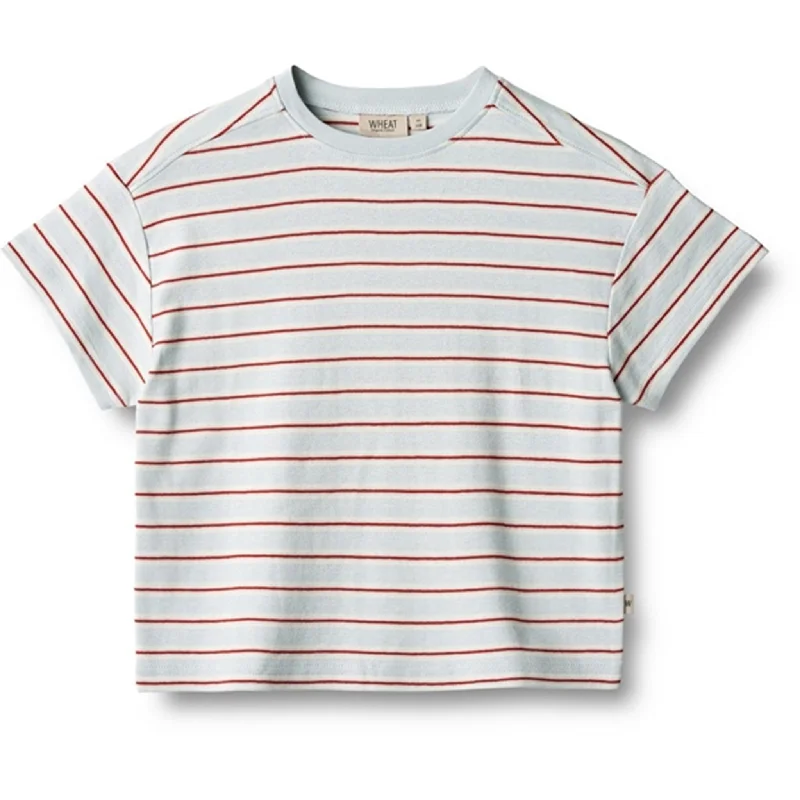Retro Skirt Design Wheat Light Blue Strip T-shirt Tommy
